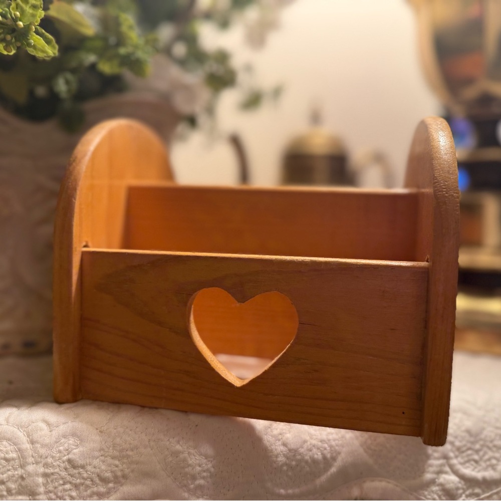 Antique Wooden Heart Cutout Holder